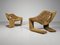 Set of Vintage Zen Lounge Chairs in Camel Teddy Fabric by Kwok Hoi Chan for Steiner, 1970s 1