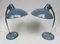 Taubenblaue Tischlampen aus Chrom von Kaiser Leuchten, 1950er, 2er Set 1