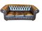 Vintage Chesterfield Brown Leather Sofa and Armchair Set, Set of 3 5