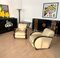 Art Deco Club Chairs in Cream Leather and Lacquered Wood, 1930 18