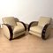 Art Deco Club Chairs in Cream Leather and Lacquered Wood, 1930 5