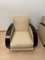 Art Deco Club Chairs in Cream Leather and Lacquered Wood, 1930 9