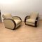 Art Deco Club Chairs in Cream Leather and Lacquered Wood, 1930 2
