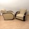 Art Deco Club Chairs in Cream Leather and Lacquered Wood, 1930 3