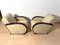 Art Deco Club Chairs in Cream Leather and Lacquered Wood, 1930 6