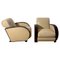 Art Deco Club Chairs in Cream Leather and Lacquered Wood, 1930 1
