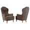 Set of Farmor Armchairs in Grey Lambswool attributed to Carl Malmsten for O.H. Sjögren, 1950s, Image 1