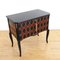 Gustavianische Mid-Century Kommode mit handgemaltem Harlekinmuster in Off-Black, Dunkelrot und Blattgold, 1950er 4