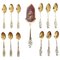 French Silver and Gold Tea or Coffee Spoons with Cake Server, 1950s 1