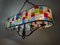 Large Italian Multicolor Hammered Glass and Wrought Iron Lamp, 1990s, Image 6