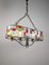 Large Italian Multicolor Hammered Glass and Wrought Iron Lamp, 1990s, Image 3