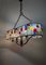 Large Italian Multicolor Hammered Glass and Wrought Iron Lamp, 1990s, Image 13