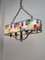 Large Italian Multicolor Hammered Glass and Wrought Iron Lamp, 1990s, Image 1