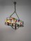 Large Italian Multicolor Hammered Glass and Wrought Iron Lamp, 1990s, Image 8