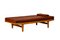 Sofá cama de madera de haya y cuero de Poul M. Volther para FDB Møbler, Dinamarca, 1966, Imagen 1
