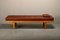 Sofá cama de madera de haya y cuero de Poul M. Volther para FDB Møbler, Dinamarca, 1966, Imagen 3