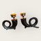 Vintage Bronze Horn Candleholders, Set of 2, Image 4