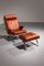 Set of Cognac Leather Swing Lounge Chair and Ottoman by Reinhold Adolf and Hans-Jürgen Schröpfer for COR, 1976 1