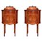 19th Century Louis XVI Marquetry Nightstands with Bronze & Mirror Crest, 1890s, Set of 2, Image 1