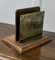 Art Nouveau Table Top Brass and Oak News Paper Rack, 1920s, Image 7