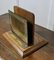 Art Nouveau Table Top Brass and Oak News Paper Rack, 1920s, Image 4