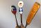 Modernist Gilt and Enamel 925S Christmas Spoons from Anton Michelsen, Set of 8 6