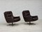 Swivel Lounge Chairs with Ottoman in Leather, 1970s, Set of 3 21