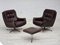 Swivel Lounge Chairs with Ottoman in Leather, 1970s, Set of 3 1