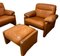 Cognacfarbenes Ledersofa mit Sesseln & Fußhocker von De Sede, 1990er, 4er Set 4