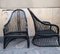 Schwarze Rattan Sessel, 1970er, 2er Set 2