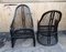Schwarze Rattan Sessel, 1970er, 2er Set 3