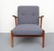 Vintage Teak Lounge Chair in Blue Grey, 1950s 1