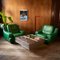 Green Leather Lounge Chairs, France, 1980s, Set of 2, Image 13