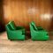 Green Leather Lounge Chairs, France, 1980s, Set of 2, Image 4