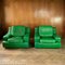 Green Leather Lounge Chairs, France, 1980s, Set of 2, Image 5