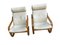 Vintage Wooden Leather Poang Armchairs from Ikea, 1990s, Set of 2, Image 1