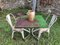 Vintage French Garden Set in Iron Table with Chairs, 1950s, Set of 3 8