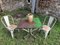 Vintage French Garden Set in Iron Table with Chairs, 1950s, Set of 3 2