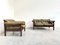 Mid-Century Ledersofa und Sessel im Stil von Percival Lafer, 1970er, 2er Set 1