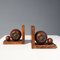 Art Deco Faceted Ball Bookends in Oak with Metal Decorations, 1920, Set of 2 1
