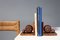 Art Deco Faceted Ball Bookends in Oak with Metal Decorations, 1920, Set of 2 3