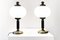 Vintage Table Lamps in White Opaline and Metal, 1980s, Set of 2, Image 2