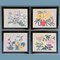 Stampe floreali incorniciate, Giappone, anni '50, set di 4, Immagine 1