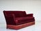 Dänisches 3-Sitzer Sofa aus kirschrotem Velours & Eschenholz, 1960er 11