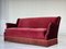 Dänisches 3-Sitzer Sofa aus kirschrotem Velours & Eschenholz, 1960er 2