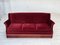 Dänisches 3-Sitzer Sofa aus kirschrotem Velours & Eschenholz, 1960er 10