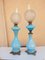 Antique Blue Opaline Oil Lamps, France, 19th Century, Set of 2, Image 2