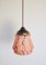 Art Deco Rose Marbled Opaline and Brass Pendant, 1930s 4
