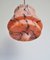 Art Deco Rose Marbled Opaline and Brass Pendant, 1930s 7
