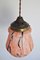 Suspension Art Déco en Opaline Marbré Rose et Laiton, 1930s 6